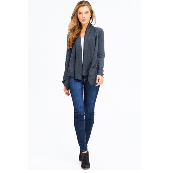 NWT Premium Drape Collar Ribbed Knit Cardigan - Picture 4 of 6